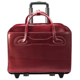 McKlein 94986 USA Willowbrook 15" Leather Patented Detachable -Wheeled Ladies' Laptop Briefcase Red