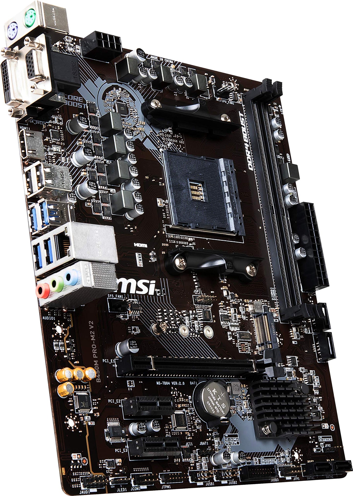 MSI ProSeries AMD Ryzen 1st and 2nd Gen AM4 M.2 USB 3 DDR4 D-SUB DVI HDMI Micro-ATX Motherboard (B450M PRO-M2 V2)