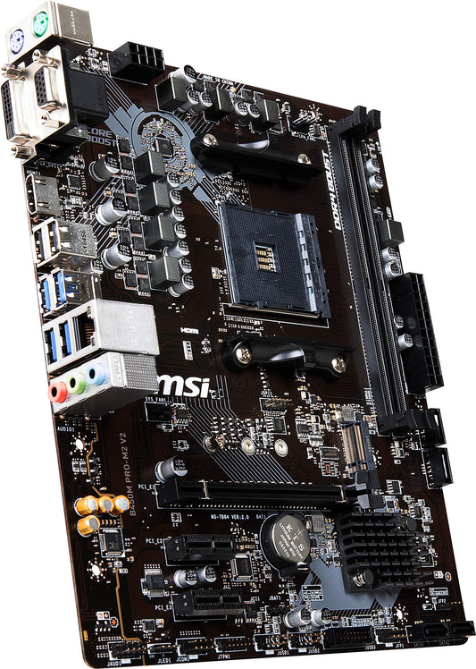 MSI ProSeries AMD Ryzen 1st and 2nd Gen AM4 M.2 USB 3 DDR4 D-SUB DVI HDMI Micro-ATX Motherboard (B450M PRO-M2 V2)