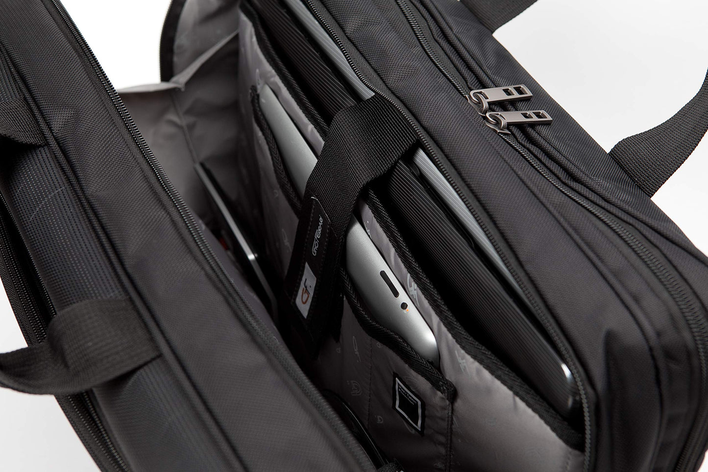 Large 17 inch Laptop Pilot Case - with Webbing Strap for Roller Bag Attachment by Gino Ferrari | Dual Padded Compartments for 17" Laptops & 14 Inch Tablets / Ipads (Metis GF1044)