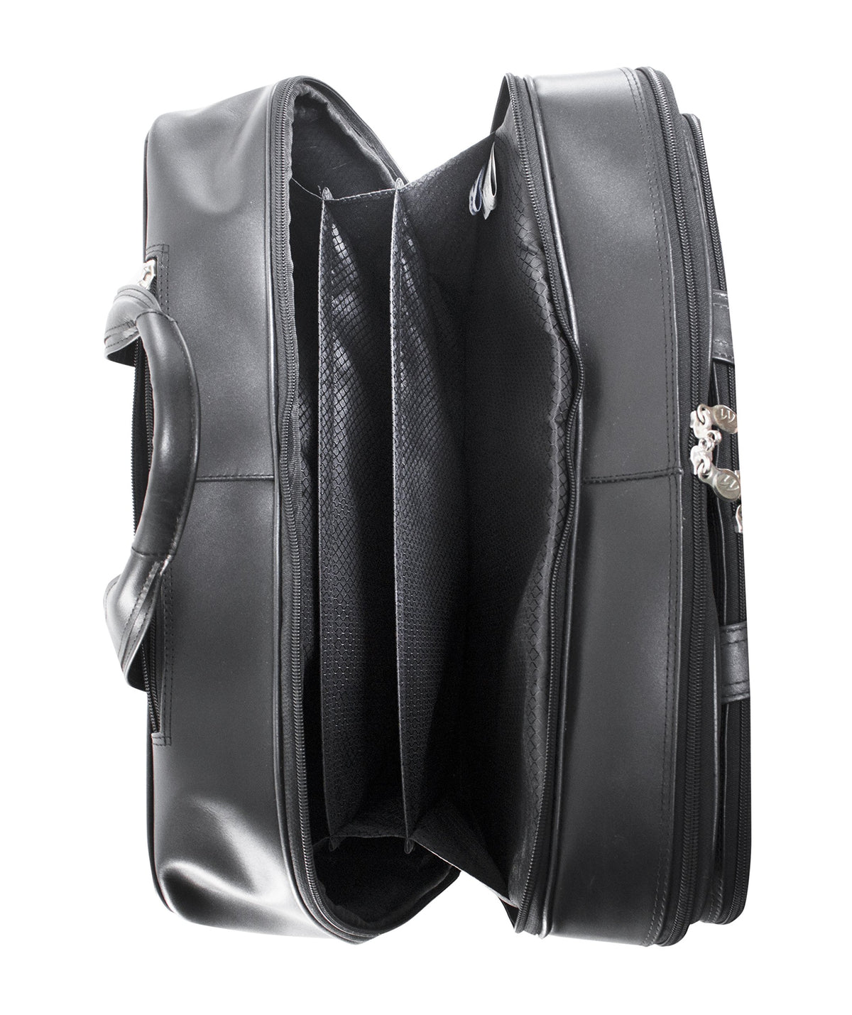 McKlein 87855 USA Bowery 15" Leather Wheeled Laptop Briefcase Black