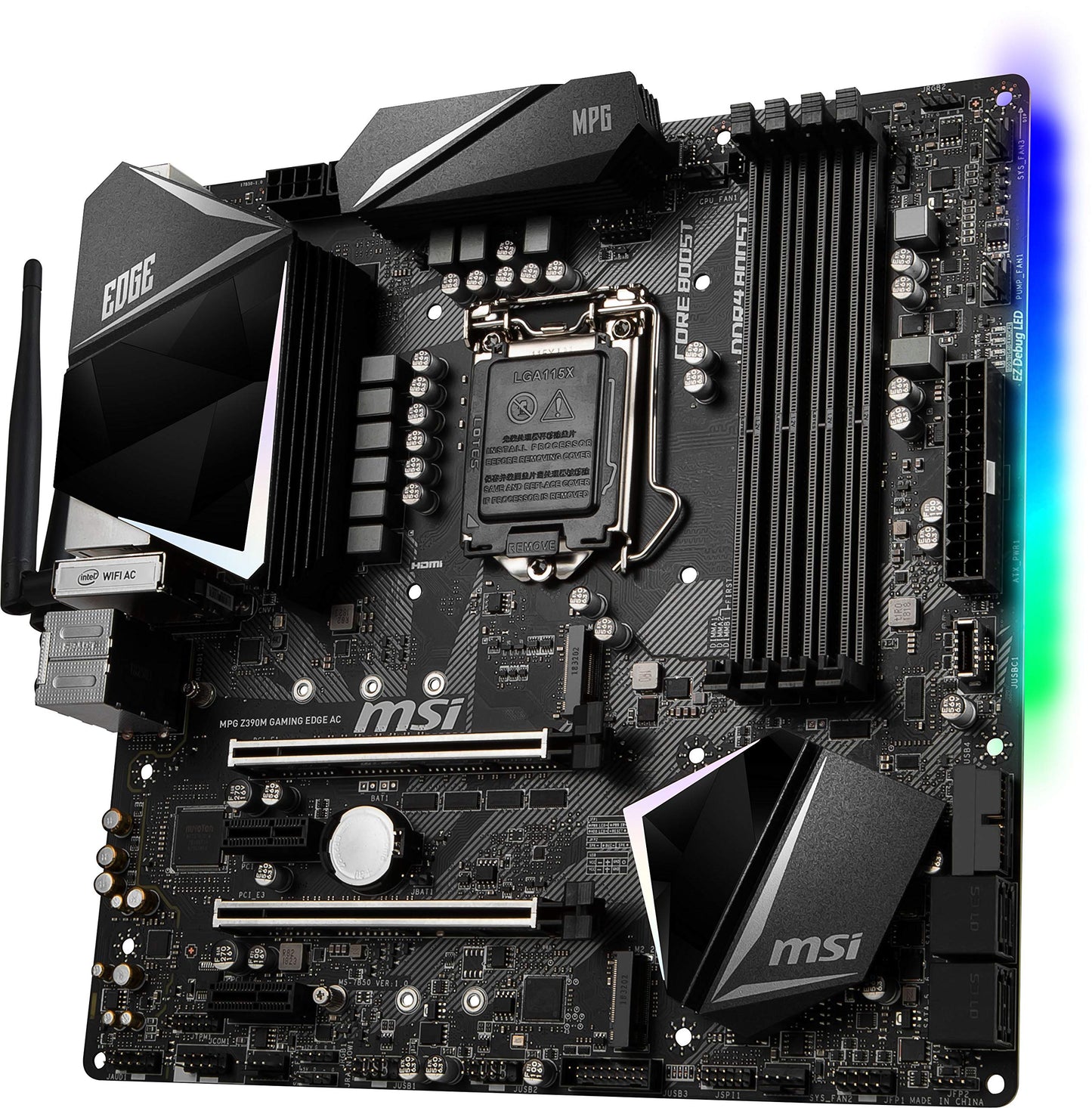 MSI MPG Z390M Gaming Edge AC LGA1151 (Intel 8th and 9th Gen) M.2 USB 3.1 Gen 2 DDR4 HDMI DP Wi-Fi SLI CFX Micro ATX Z390 Gaming Motherboard