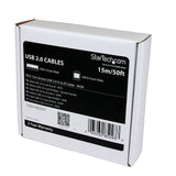 StarTech.com 15m / 50 ft Active USB 2.0 A to B Cable - Long 15 m USB Cable - 50 ft USB Printer Cable - 1x USB A (M), 1x USB B (M) - Black (USB2HAB50AC)