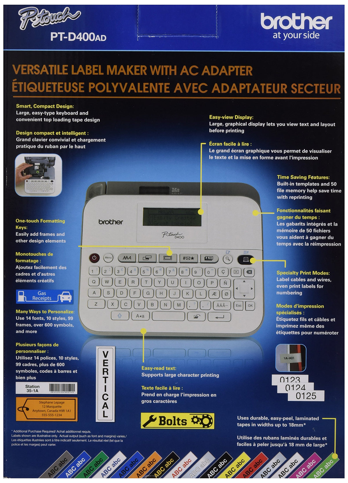 Brother PTD- 400AD Desktop Labeller with AC Adapter