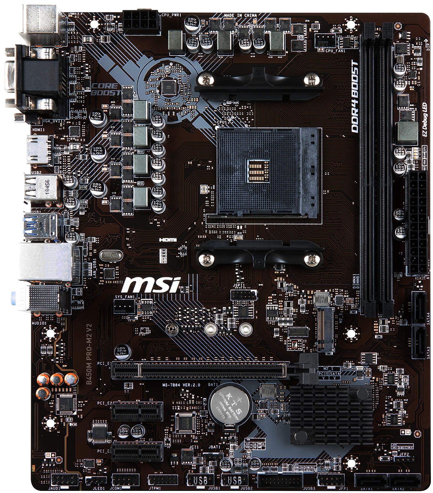 MSI ProSeries AMD Ryzen 1st and 2nd Gen AM4 M.2 USB 3 DDR4 D-SUB DVI HDMI Micro-ATX Motherboard (B450M PRO-M2 V2)