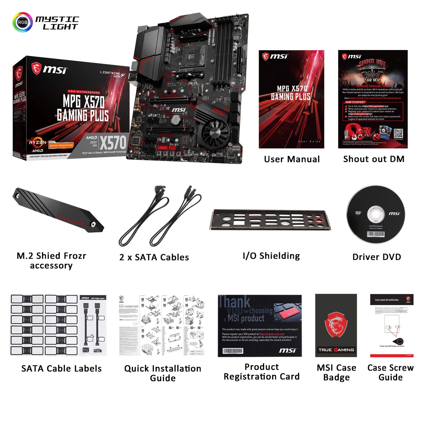 MSI Performance Gaming AMD Ryzen 2ND & 3rd Gen X570 AM4 DDR4 HDMI PCIe 4 M.2 USB 3.1 CFX On Board Graphics ATX Motherboard