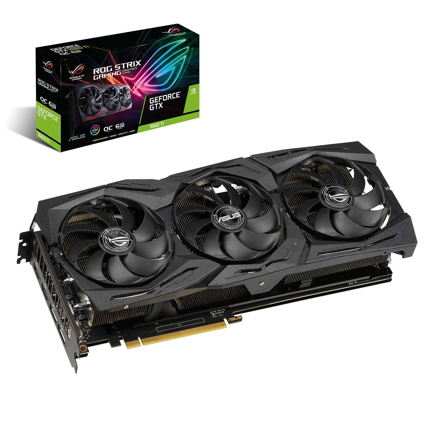 ASUS ROG Strix GeForce GTX 1660 Ti 6GB Overclocked Edition VR Ready HDMI 2.0 DP 1.4 Auto-extreme Graphics card (STRIX-GTX1660TI-O6G-GAMING)