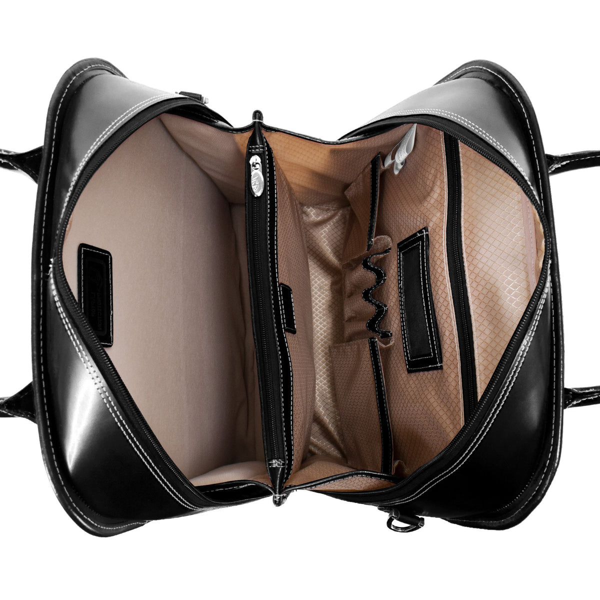 McKlein 96495 USA la Grange 15" Leather Vertical Patented Detachable -Wheeled Ladies' Laptop Briefcase Black