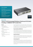 D-Link DES-1018MP 18-Port 10/100 Unmanaged Desktop or Rackmount PoE Switch including 2 1000BASE-T/SFP Combo Ports