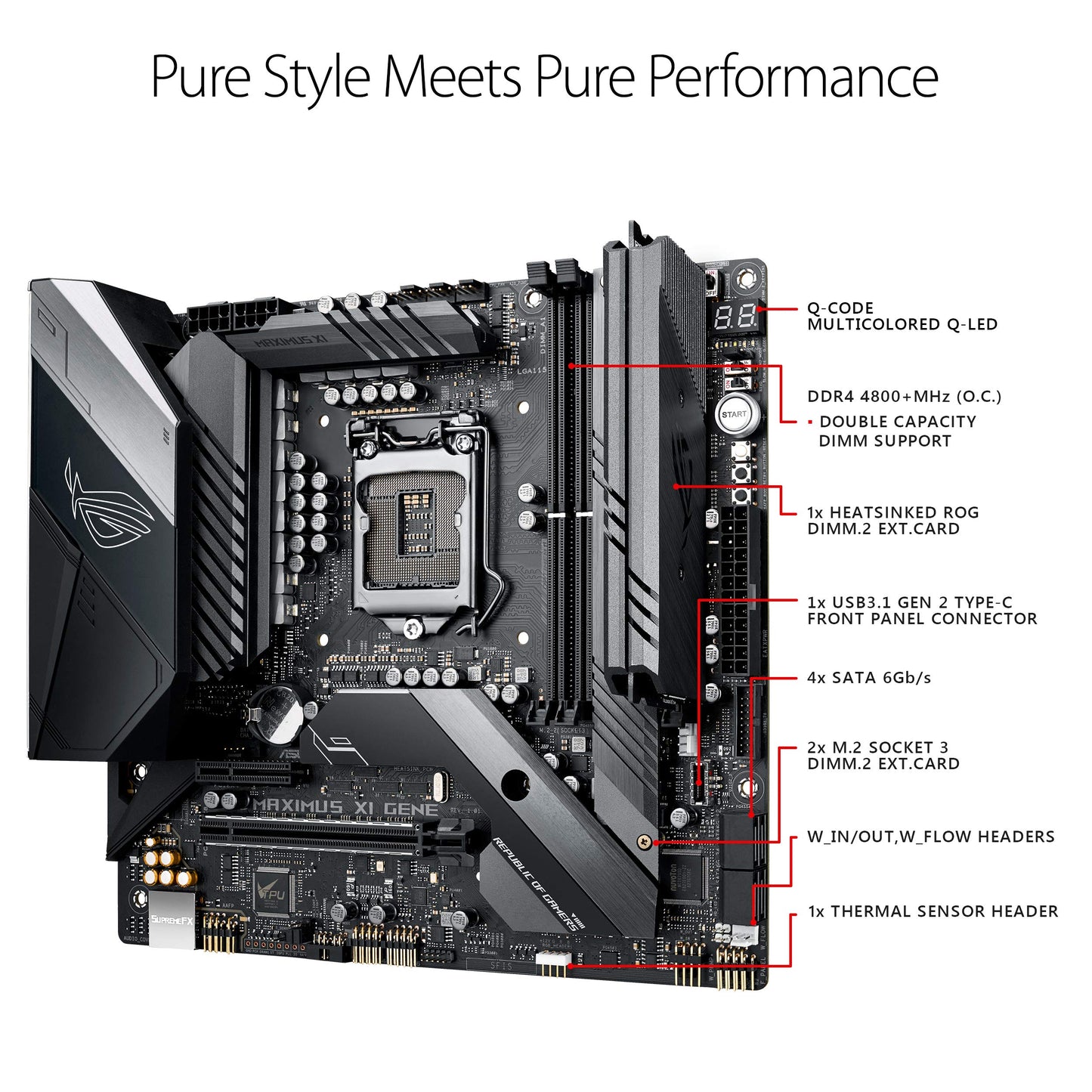 Asus ROG Maximus XI Gene Z390 Gaming Motherboard LGA1151 (Intel 8th and 9th Gen) mATX DDR4 HDMI M.2 USB 3.1 Gen2 Onboard 802.11AC WiFi
