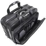McKlein 87855 USA Bowery 15" Leather Wheeled Laptop Briefcase Black