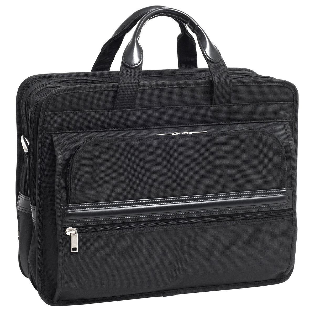 McKlein 56485 USA Elston 15" Nylon Double Compartment Laptop Briefcase Black
