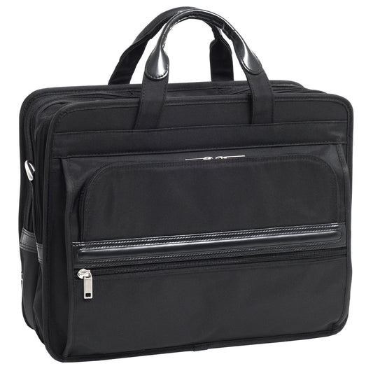 McKlein 56485 USA Elston 15" Nylon Double Compartment Laptop Briefcase Black