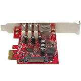 STARTECH 3 Port PCI Express USB 3.0 Card Plus Gigabit Ethernet, Fits Standard and Low-Profile PCs UASP Supported, Optional SATA Power PEXUSB3S3GE