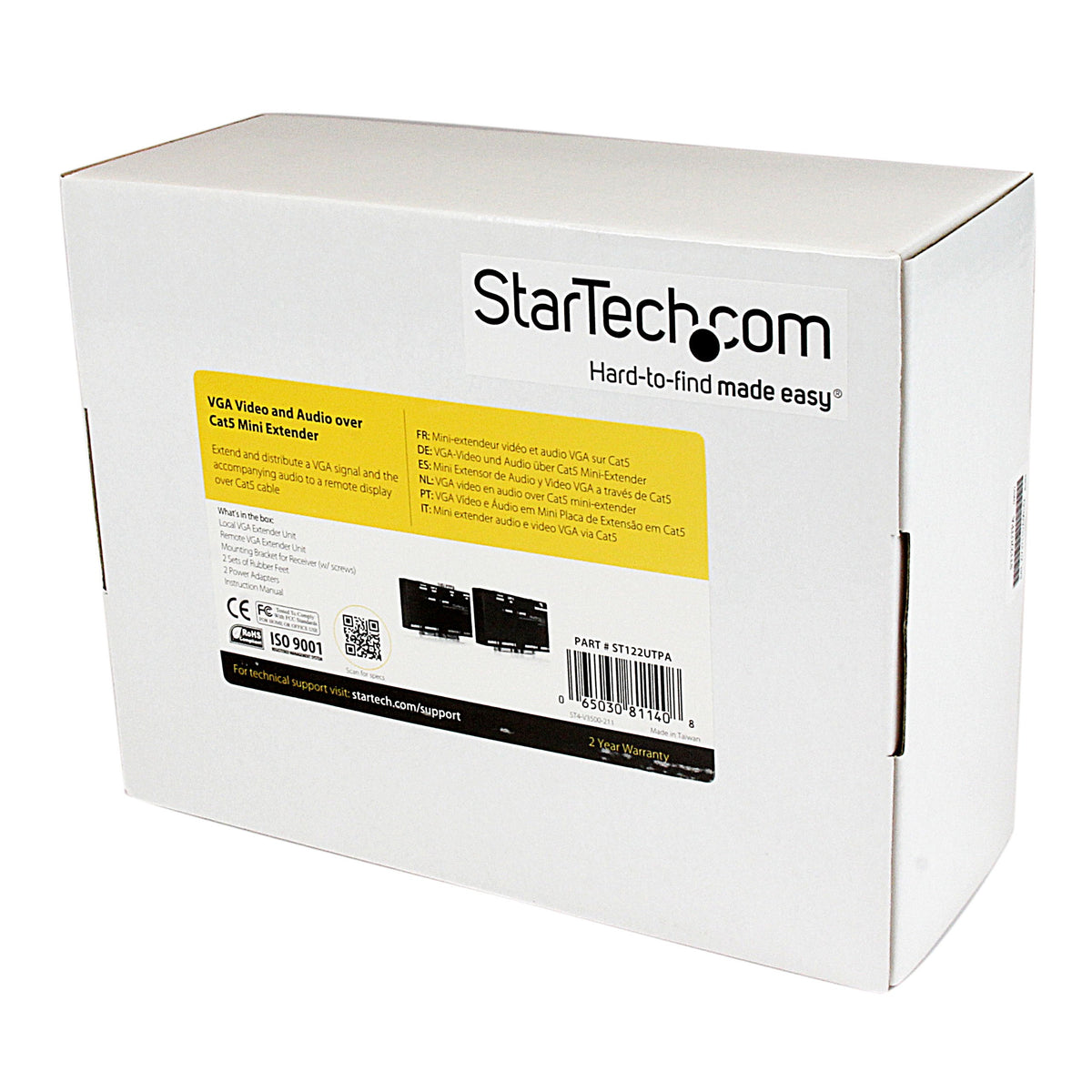 StarTech.com VGA Video Extender over Cat 5 with Audio - Up to 500ft (150m) - VGA over Cat5 Extender - 1 Local and 1 Remote (ST122UTPA)