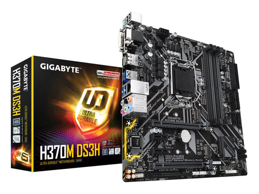 GIGABYTE H370M DS3H (LGA1151/Intel/H270/USB 3.1 Gen 1 (USB3.0) Type A Type C/Micro ATX/DDR4/Motherboard)