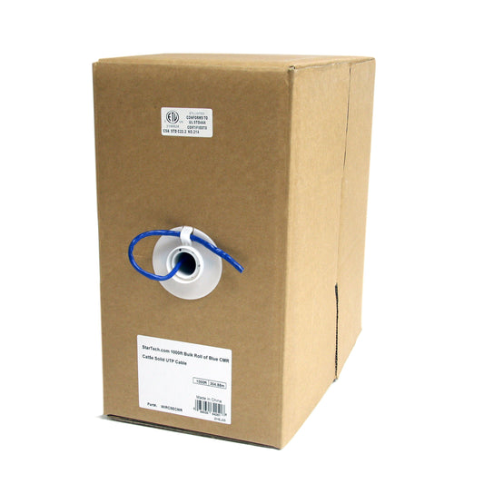 StarTech.com 1000ft CAT5e Ethernet Cable - Blue - Bulk Roll - Solid UTP Cable - CMR Rated - Box of CAT5e Network Wire Cable (WIRC5ECMR)