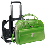 McKlein 96641 USA Roseville 15" Leather Fly-Through Checkpoint-Friendly Patented Detachable -Wheeled Ladies' Laptop Briefcase Green