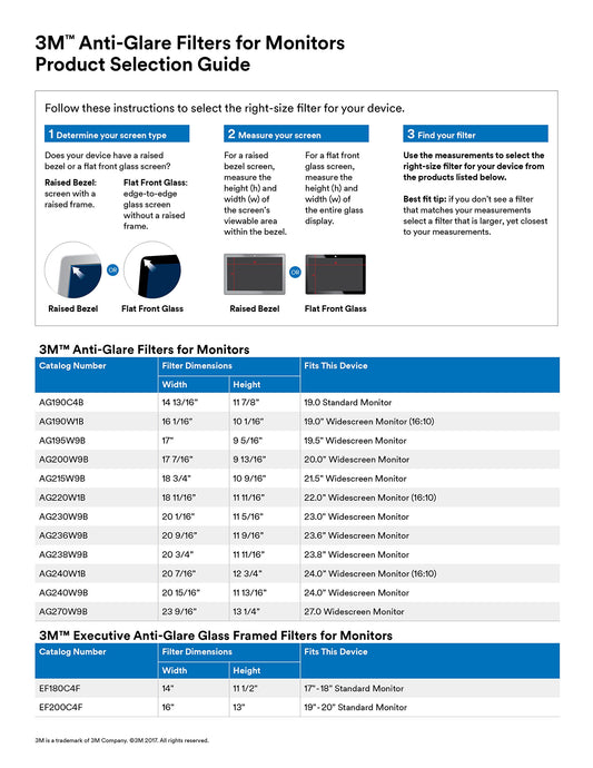 3MTM Executive Anti-glare  Filter for Desktop LCD Monitors, 17 to 18 Inch, (EF200XLB)