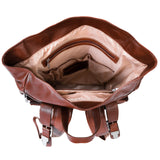 McKlein Pebble Grain Calfskin Leather, Dual Access Laptop Backpack, Brown (88734)