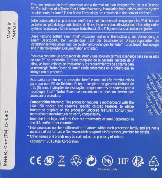 Intel Core I5-4590 BX80646I54590 Processor (6M Cache, 3.3 GHz)