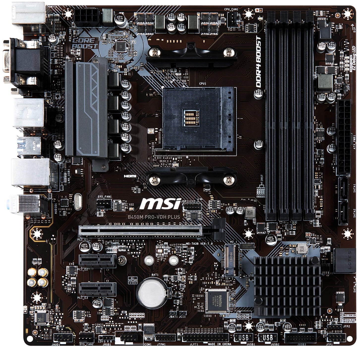 MSI ProSeries AMD Ryzen 1st and 2ND Gen AM4 M.2 USB 3 DDR4 D-Sub DVI HDMI Micro-ATX Motherboard (B450M PRO-VDH Plus)