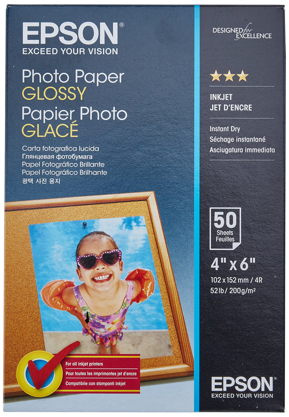 Epson S041809 Photo Paper Glossy, Borderless, 4 X 6, 50 Sheets Ink