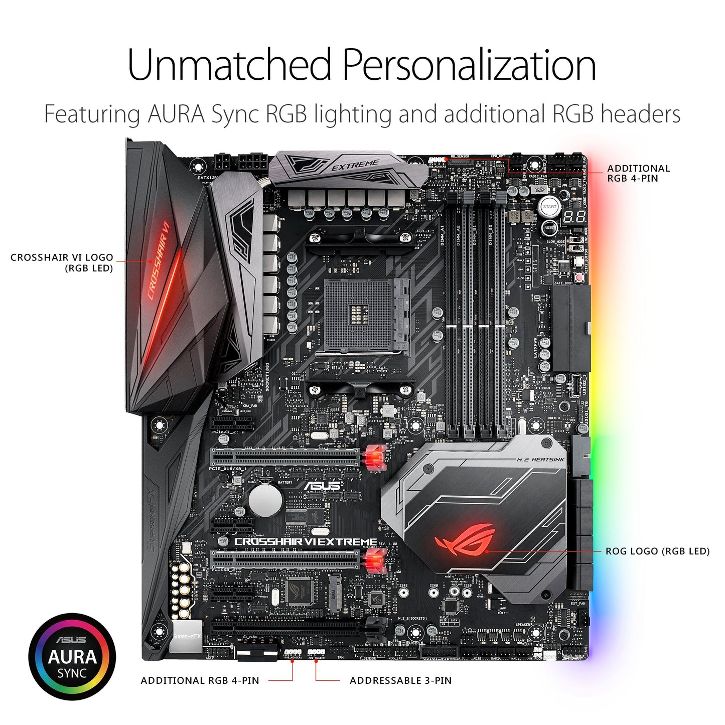 ASUS ROG Crosshair VI Extreme AMD Ryzen AM4 DDR4 M.2 USB 3.1 EATX X370 Motherboard with onboard 802.11AC WiFi and Aura Sync RGB Lighting