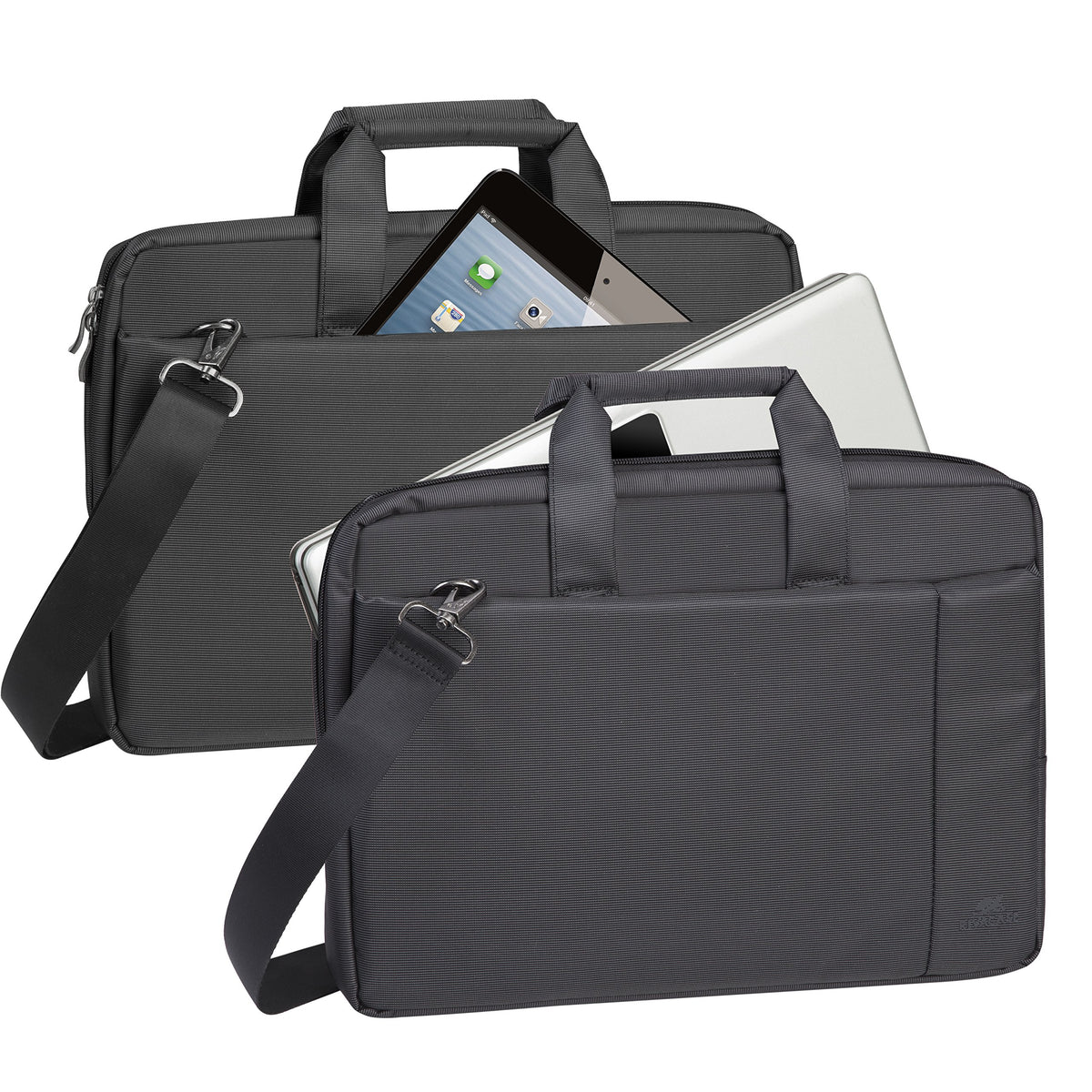 Rivacase 15.6 inch Laptop Bag w/Adjustable Strap and Anti-Slip Shoulder Pad - Black