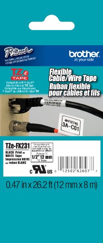 Brother Laminated Flexible ID Black on White 1/2 Inch Tape - Retail Packaging (TZeFX231) - Retail Packaging