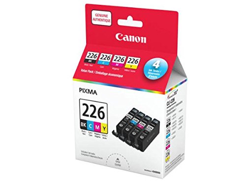 Canon CLI-226 BK/ CLI-226 C,M,Y Ink, 4 Pack Value in Retail Packaging (4546B008)