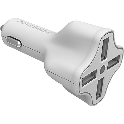 DigiPower 4-Port USB Car Charger with InstaSense Technology PC-406i in Retail Packaging - White