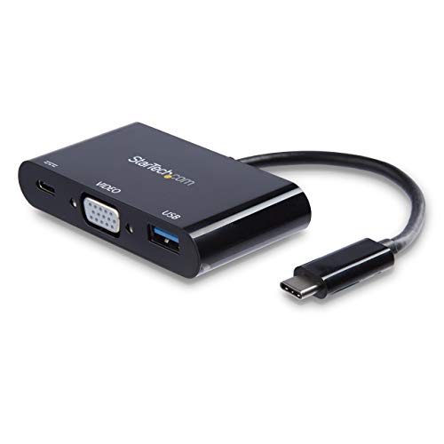 StarTech.com USB C to VGA Multiport Adapter with Power Delivery - Extra USB A Port - Macbook Pro 2016 and Windows Compat