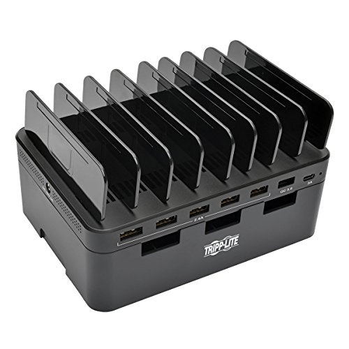 Tripp Lite 7-Port USB Charging Station Hub w/ Quick Charge 3.0, USB-C Port, Device Storage Organizer 5V 4A 60W Output fo