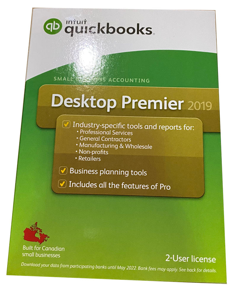 INTUIT QUICKBOOKS PREMIER 2019 DESKTOP VERSION 2 USER LICENSE CANDIAN VERSION
